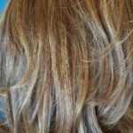 Layered hair with ash blonde highlights
