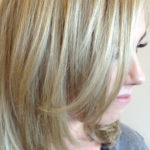 Layered blonde hair with highlights