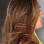 Brunette hair with caramel highlights